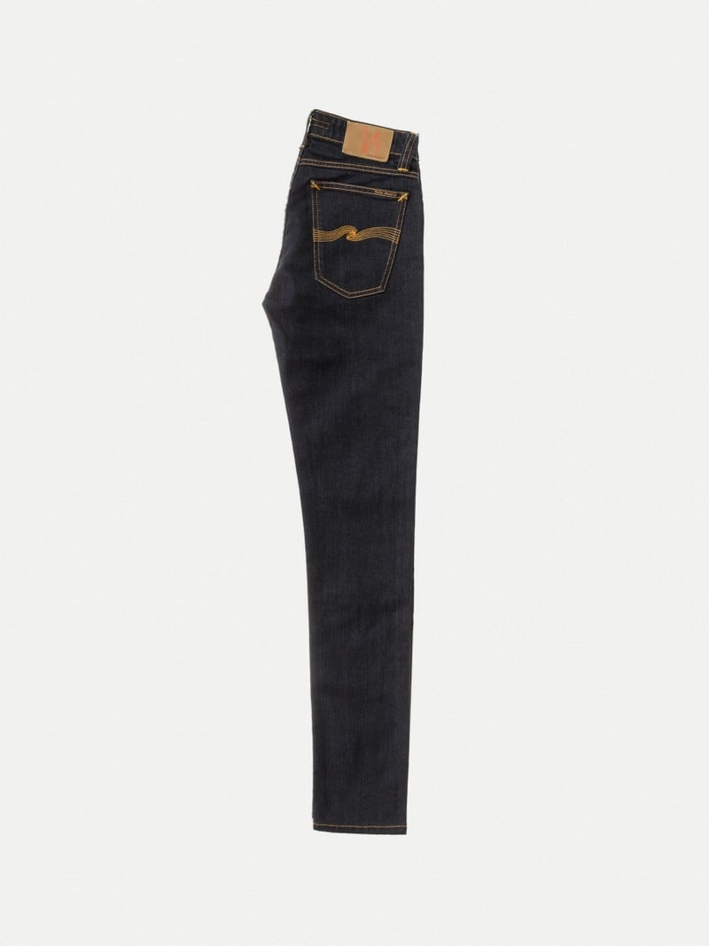 Black Nudie Jeans Skinny Lin Dry Men's Jeans | 48392HFRT