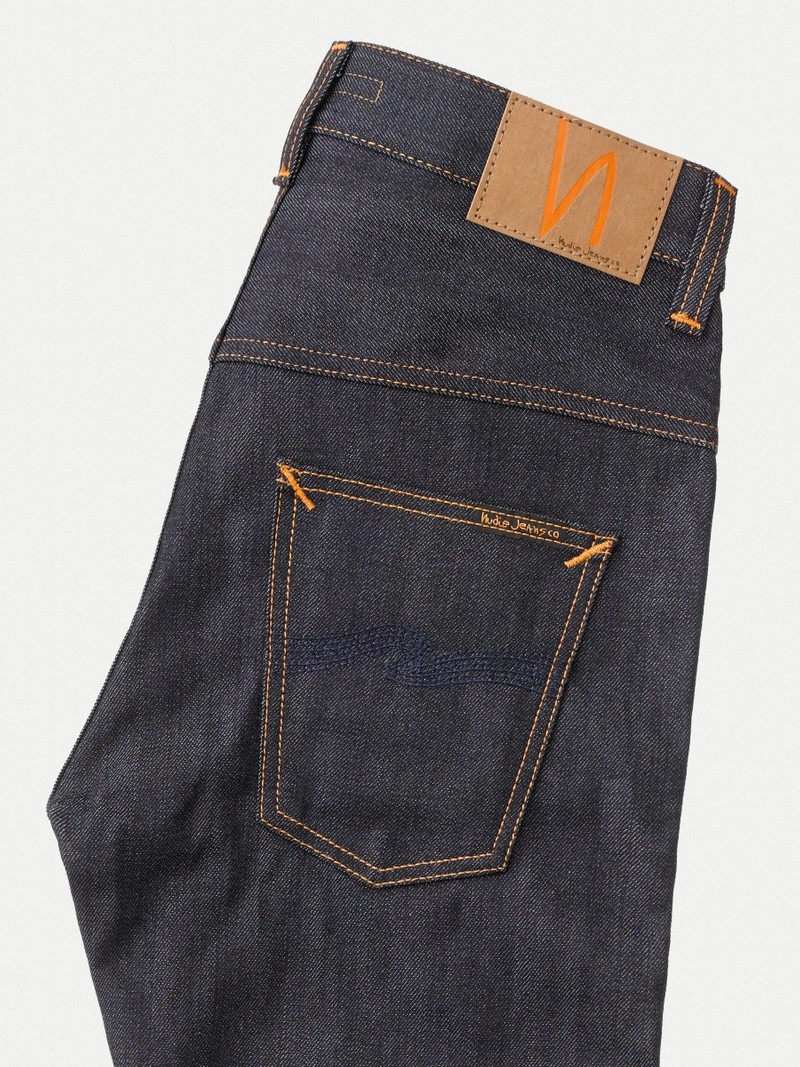 Black Nudie Jeans Thin Finn Dry Selvage Comfort Men's Jeans | 85329HYRZ