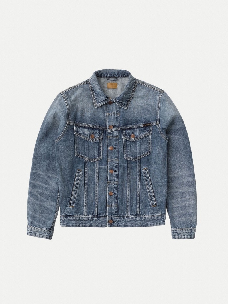 Blue Nudie Jeans Bobby Tribe Men's Denim Jackets | 97250BHNZ