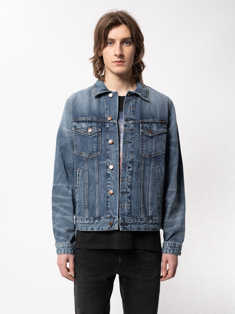 Blue Nudie Jeans Bobby Tribe Men's Denim Jackets | 97250BHNZ