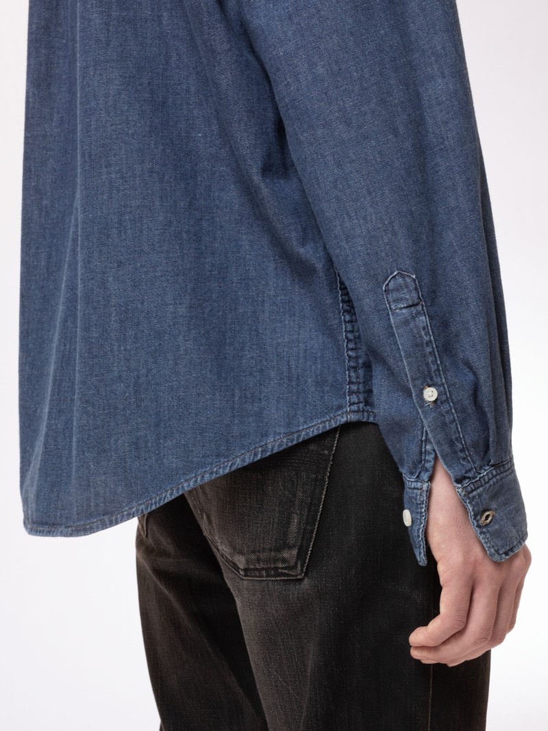 Blue Nudie Jeans Chuck BD Classic Men's Shirts | 01692USPJ