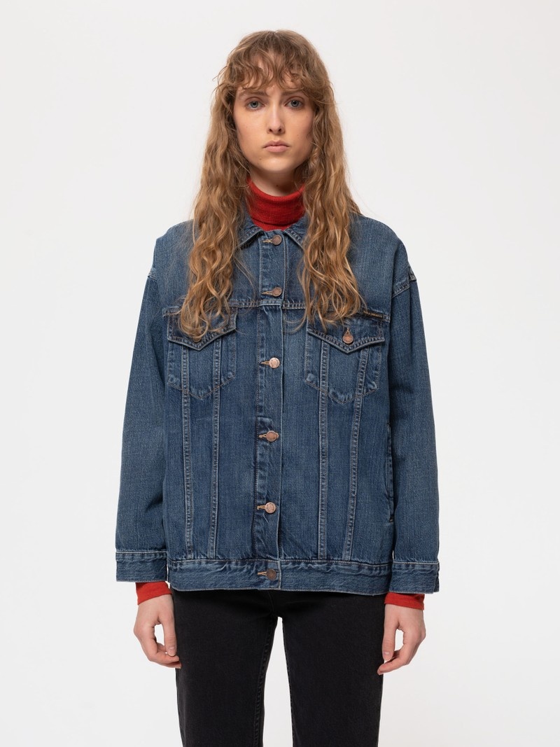 Blue Nudie Jeans Elin Maze Women's Denim Jackets | 62534GEXU