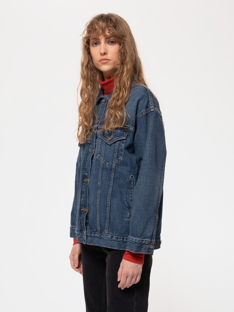 Blue Nudie Jeans Elin Maze Women's Denim Jackets | 62534GEXU