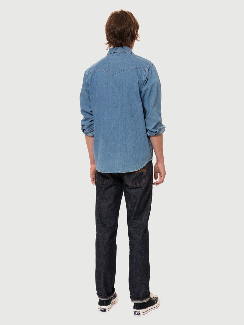 Blue Nudie Jeans George Another Kind Of Men's Shirts | 21470BAUR