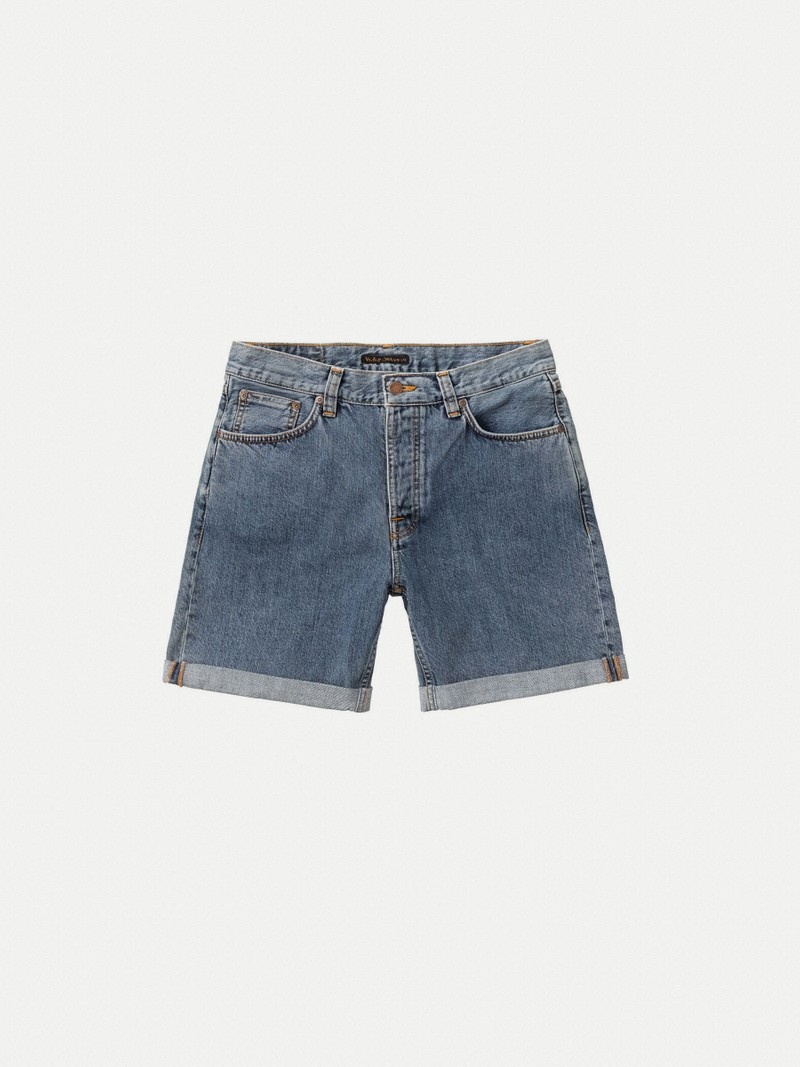 Blue Nudie Jeans Josh Friendly Men's Shorts | 01439YEXH