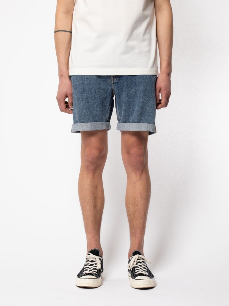 Blue Nudie Jeans Josh Friendly Men's Shorts | 01439YEXH