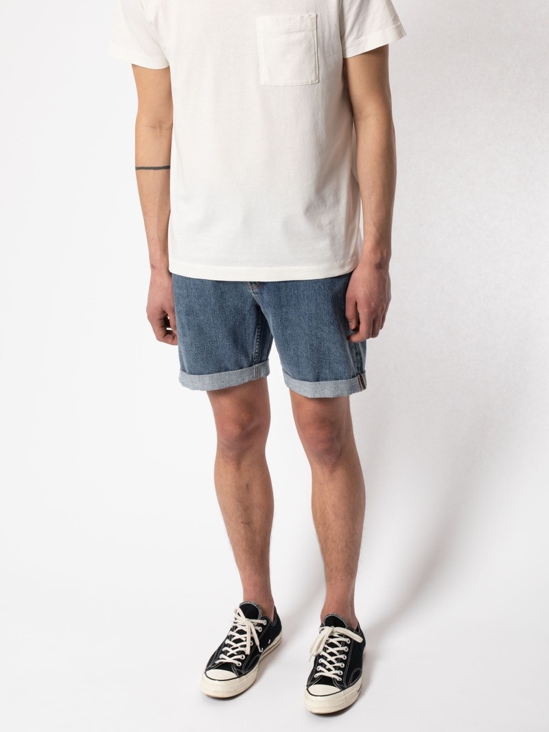 Blue Nudie Jeans Josh Friendly Men's Shorts | 01439YEXH