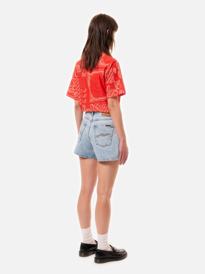 Blue Nudie Jeans Maeve Shorts Sunny Women's Pants | 47632PSJH