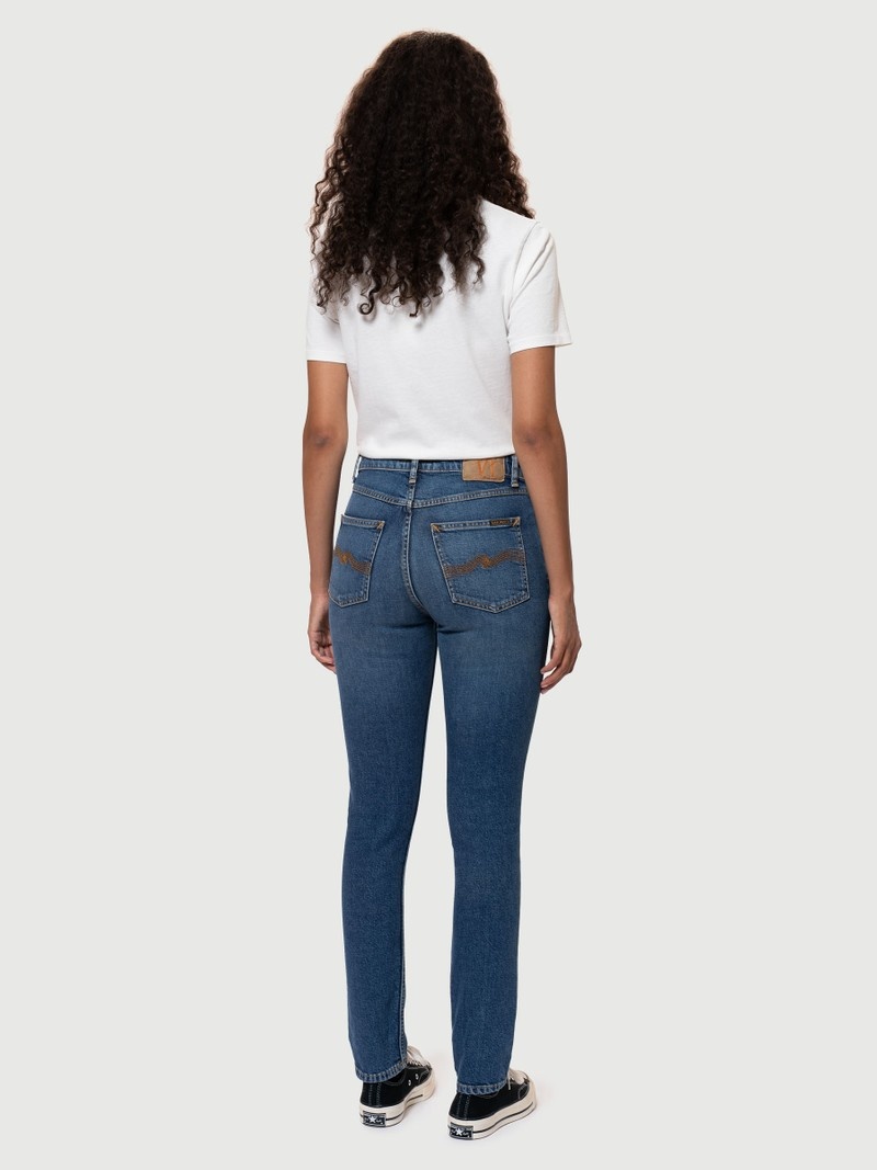 Blue Nudie Jeans Mellow Mae Mud Women's Jeans | 21796UWIY