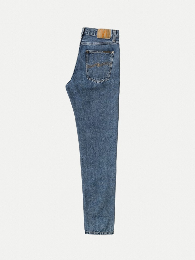 Blue Nudie Jeans Steady Eddie II Wavys Men's Jeans | 81347YIMK