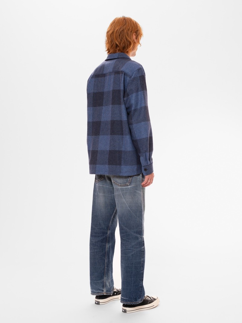 Blue Nudie Jeans Vincent Buffalo Check Men's Shirts | 15293RLBO