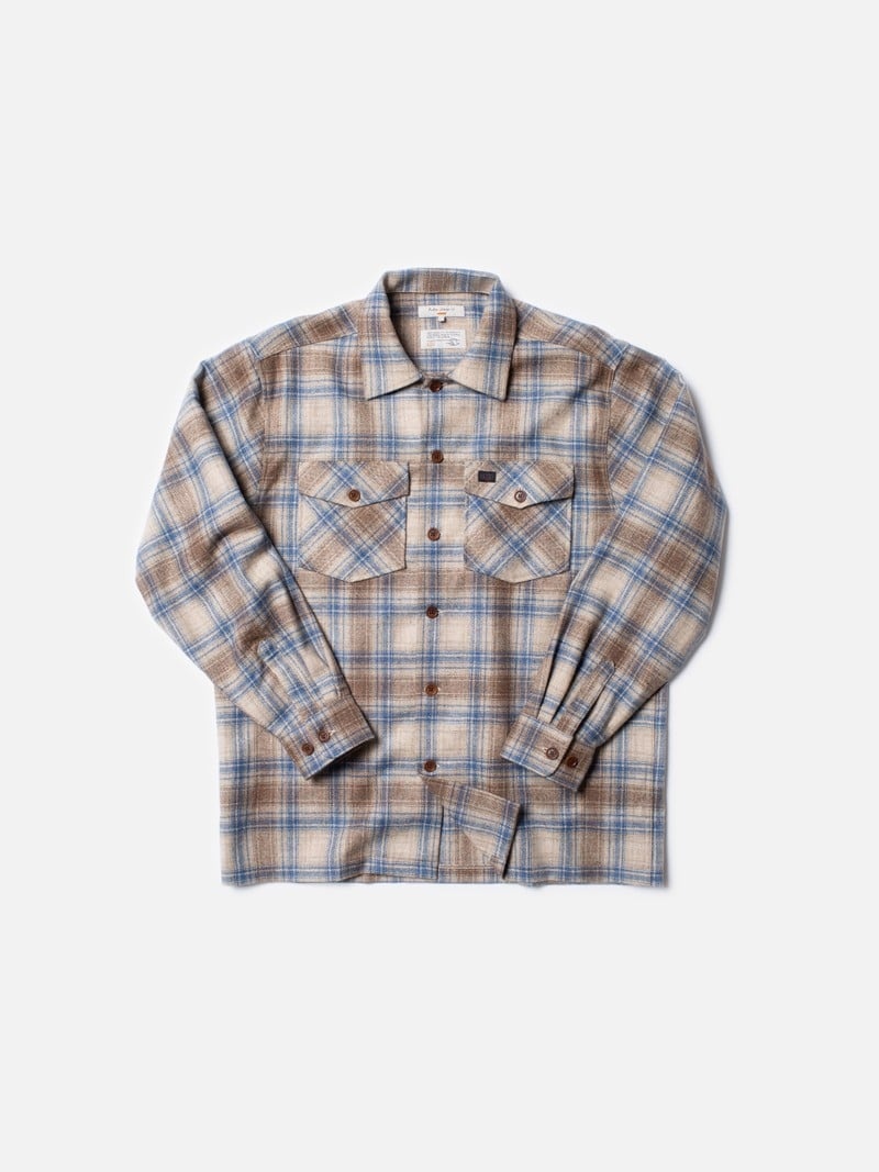 Blue / Brown Nudie Jeans Vincent Board Men's Shirts | 09576BOKM