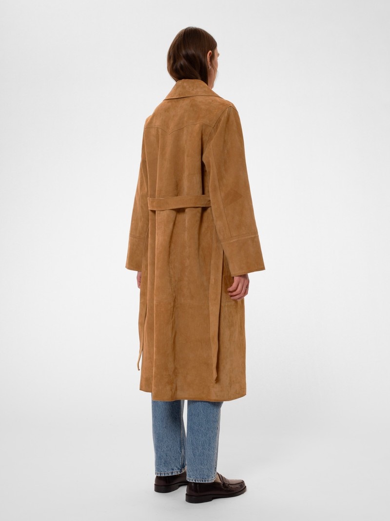 Brown Nudie Jeans Ilse Suede Coat Women's Jackets | 48563VBRN