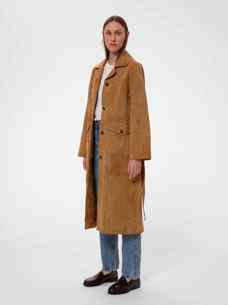 Brown Nudie Jeans Ilse Suede Coat Women's Jackets | 48563VBRN