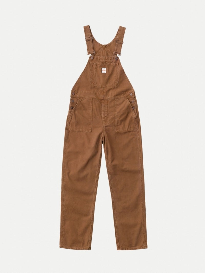 Brown Nudie Jeans Karin Dungarees Washed Women's Pants | 17349RIJN