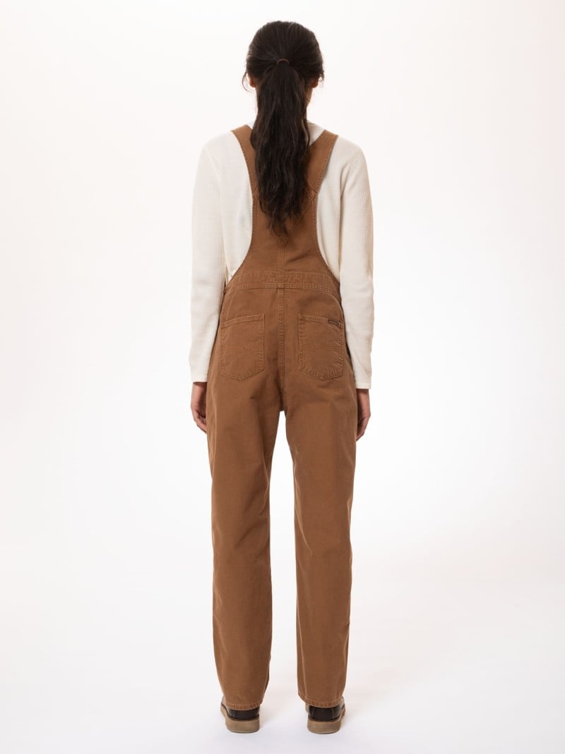 Brown Nudie Jeans Karin Dungarees Washed Women's Pants | 17349RIJN