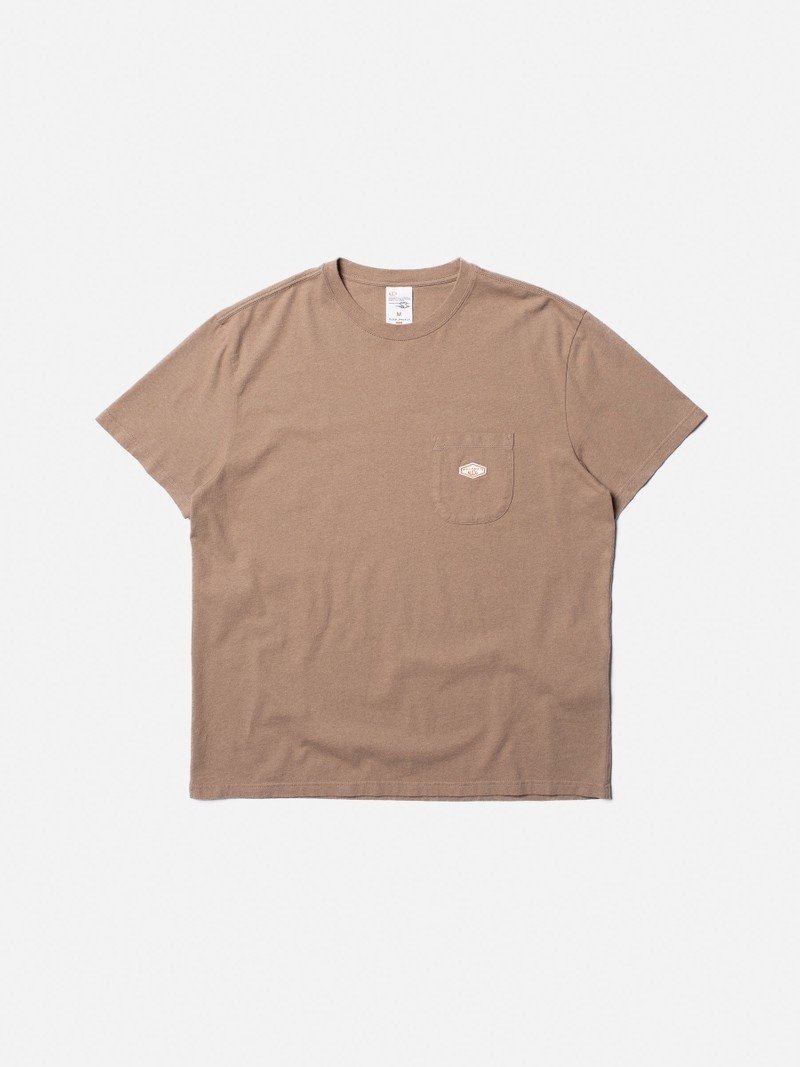 Brown Nudie Jeans Leffe Pocket Men's T-Shirt | 51786DMZX