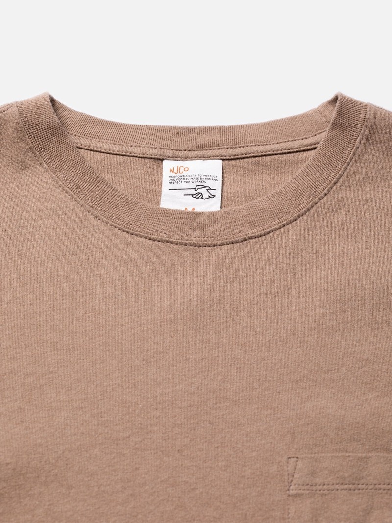 Brown Nudie Jeans Leffe Pocket Men's T-Shirt | 51786DMZX