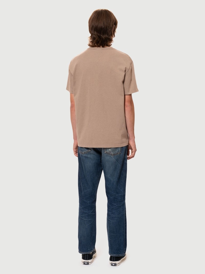 Brown Nudie Jeans Leffe Pocket Men's T-Shirt | 51786DMZX