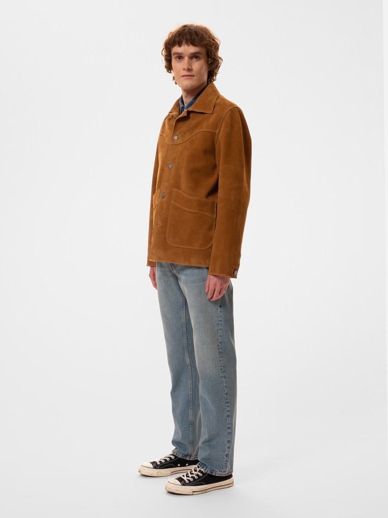 Brown Nudie Jeans Muddy Nubuck Men's Jackets | 98562CGXM