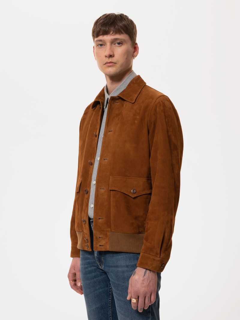 Brown Nudie Jeans Steve Leather Cognac Men's Jackets | 30471ESHU