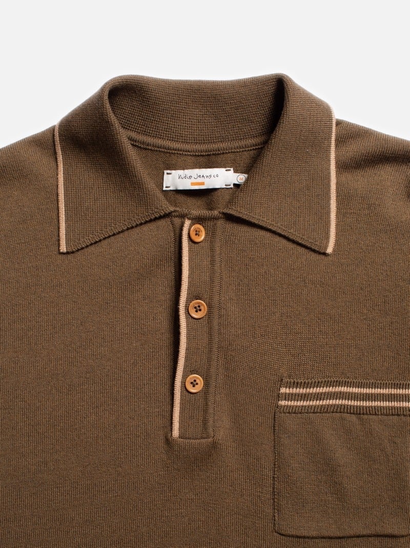 Coffee Nudie Jeans Frippe Polo Club Men's Shirts | 32971TQWF