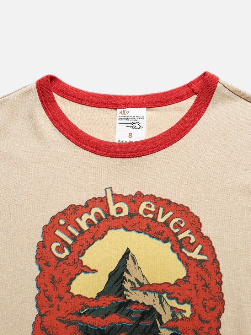 Cream Nudie Jeans Lova Mountain Women's T-Shirt | 89025IBWN