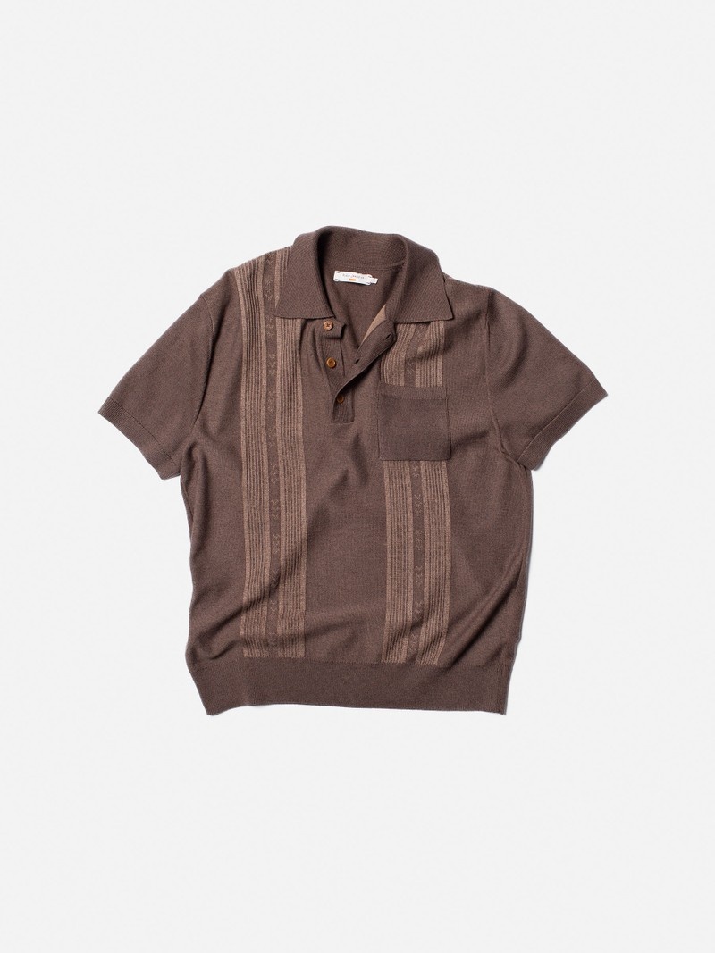 Dark Brown Nudie Jeans Frippe Polo Men's Shirts | 54291IKFN