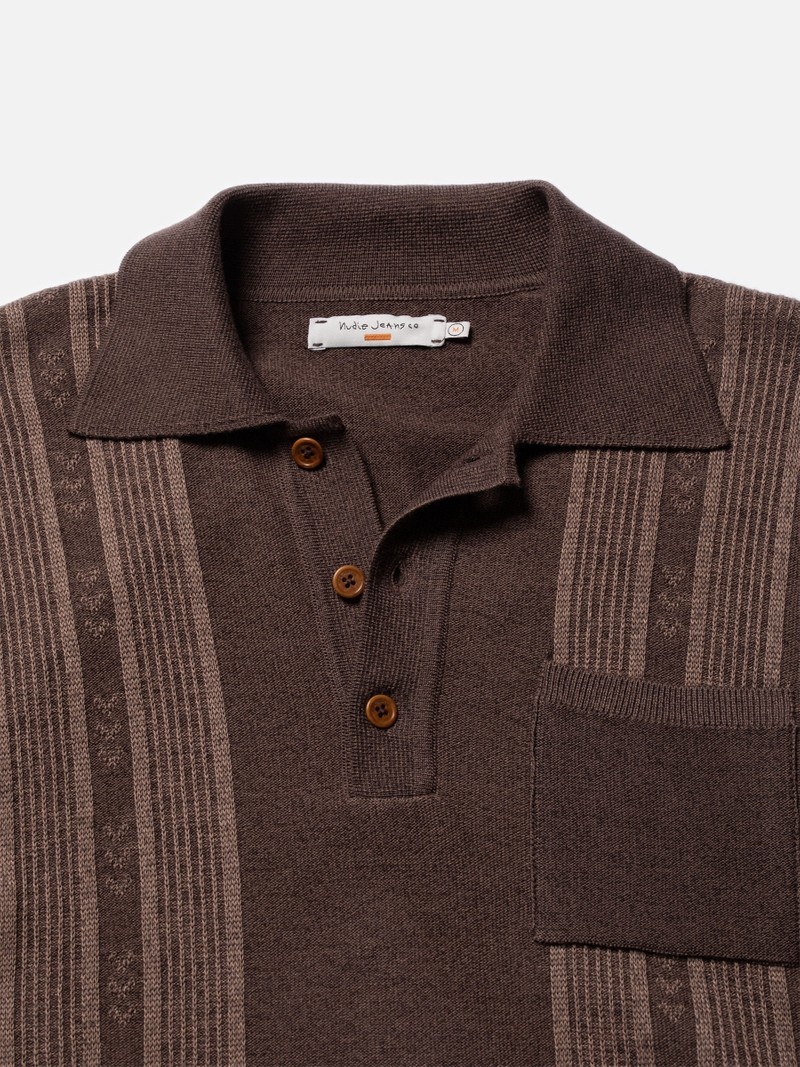 Dark Brown Nudie Jeans Frippe Polo Men's Shirts | 54291IKFN