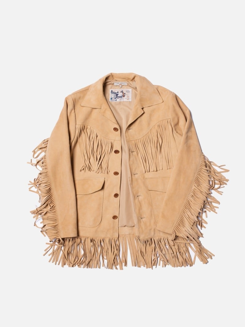 Khaki Nudie Jeans Frans Fringed Suede Men's Jackets | 91703QOTA