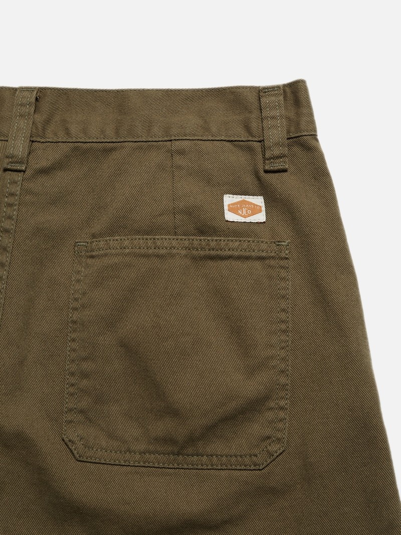 Light Olive Nudie Jeans Luke Worker Twill Men's Shorts | 59028RKWX