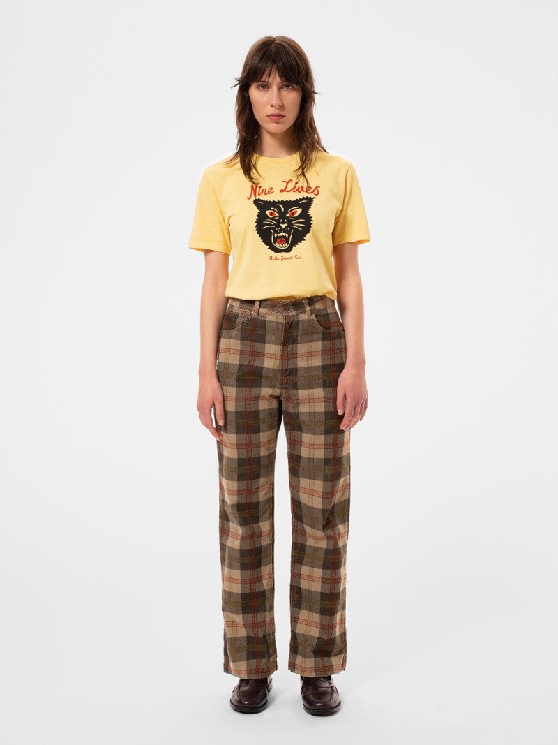 Mustard Yellow Nudie Jeans Joni Nine Lives Citra Women's T-Shirt | 49307RLSD