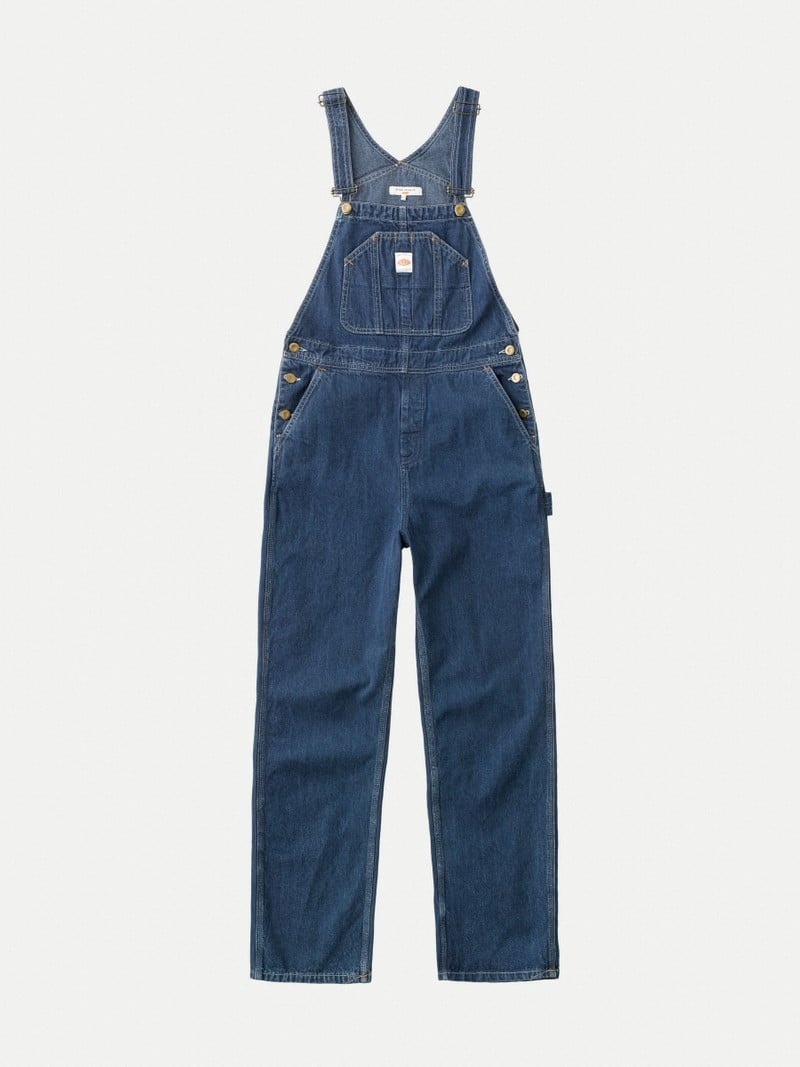 Navy Nudie Jeans Astrid Dungarees Utility Women's Pants | 19340RGNF