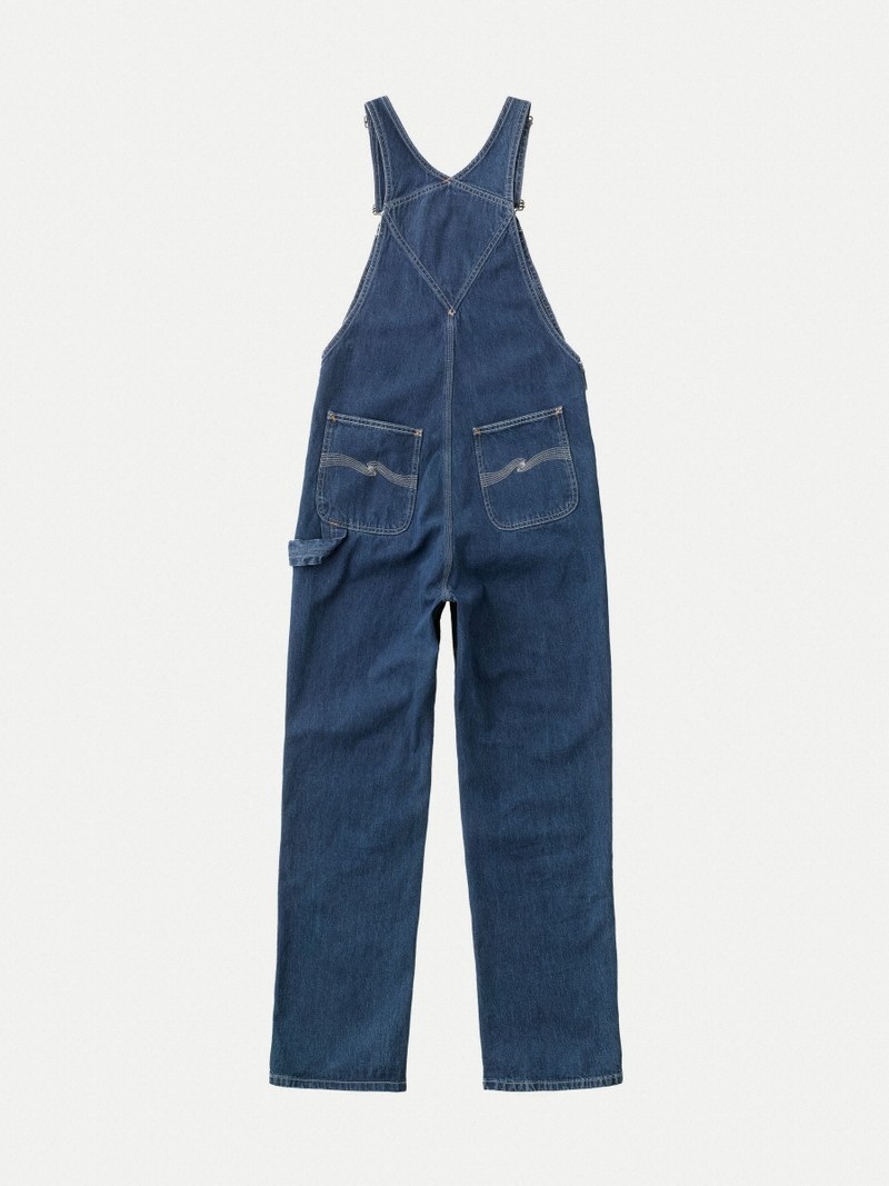 Navy Nudie Jeans Astrid Dungarees Utility Women's Pants | 19340RGNF