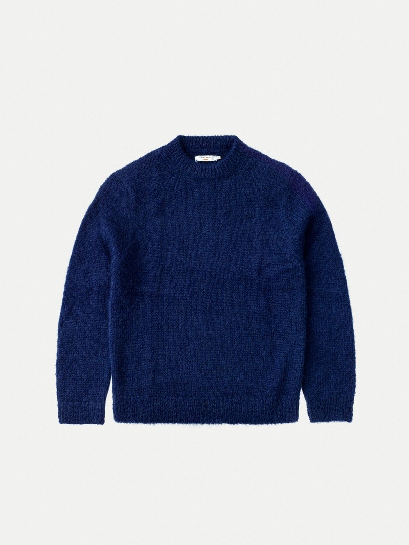 Navy Nudie Jeans August Mohair Men's Knitwear | 59680MGTX