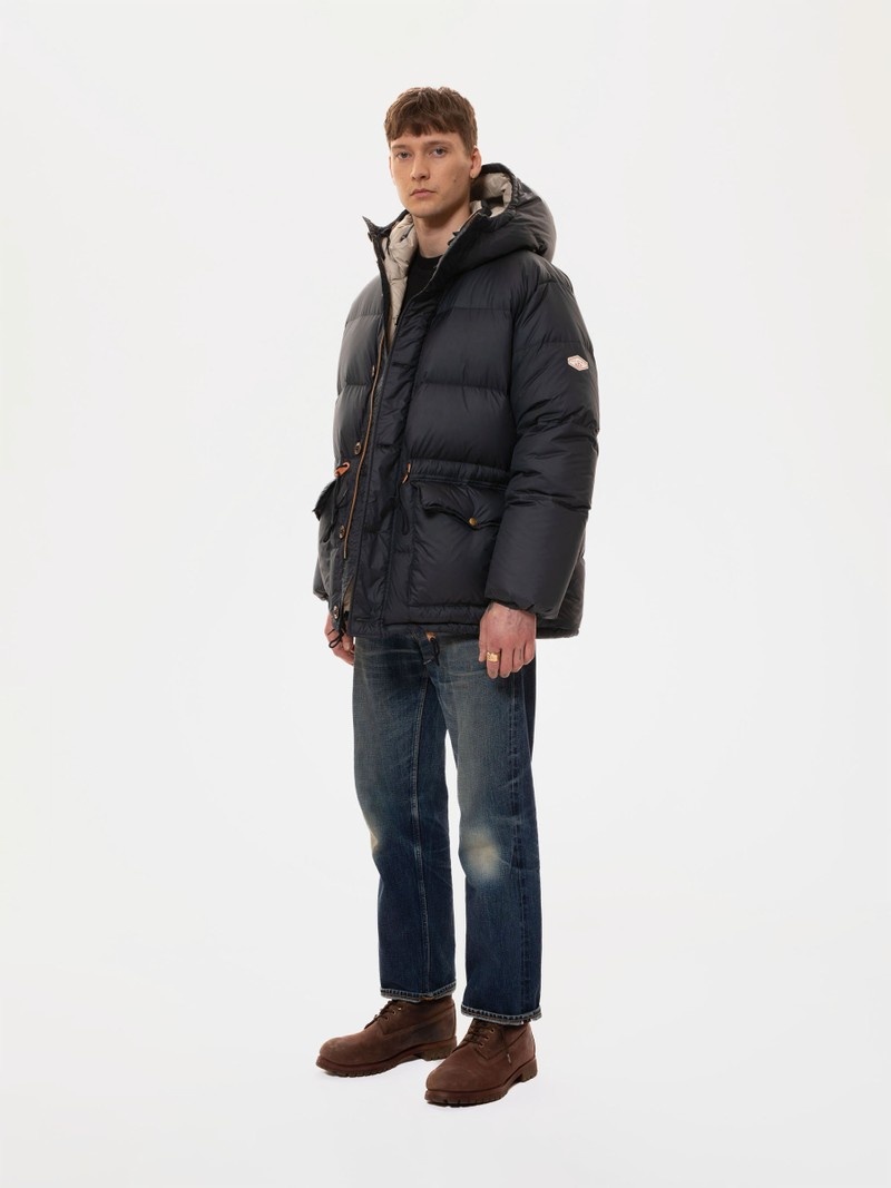 Navy Nudie Jeans Bryan Puffer Men's Jackets | 63718FBTV