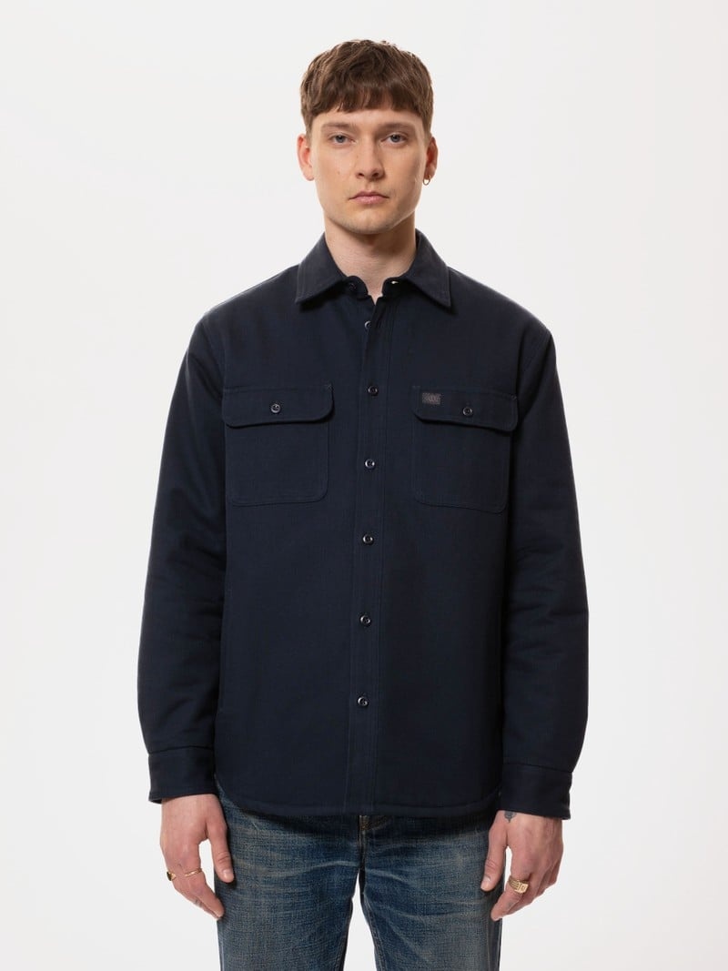 Navy Nudie Jeans Glenn Padded Men's Shirts | 48970THSG