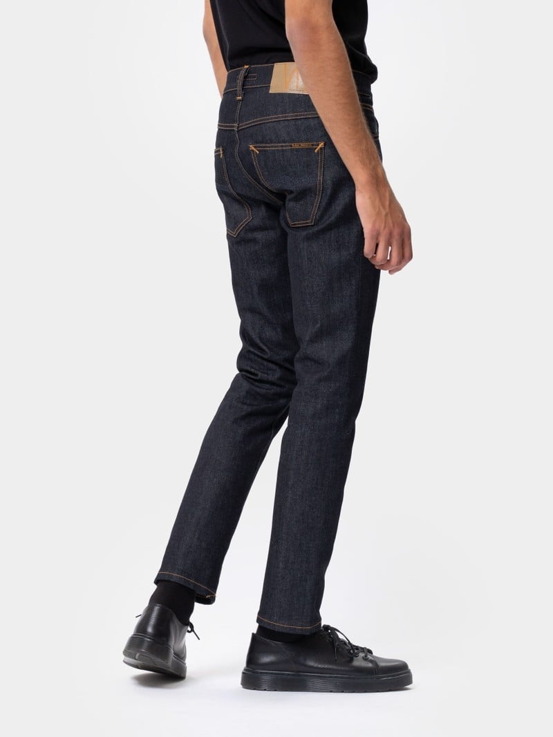 Navy Nudie Jeans Grim Tim Dry True Men's Jeans | 45261CNGR