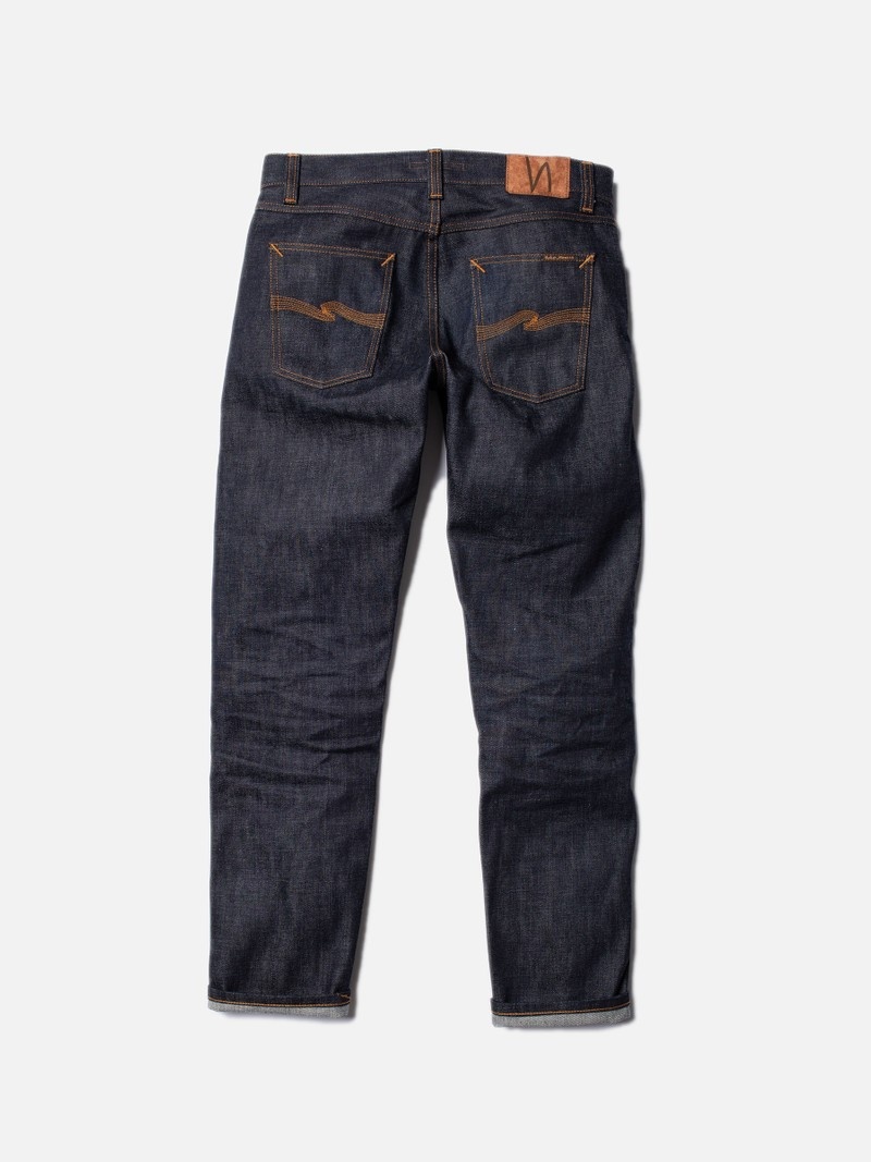 Navy Nudie Jeans Gritty Jackson Dry Ruby Selvage Men's Jeans | 35628BOKI