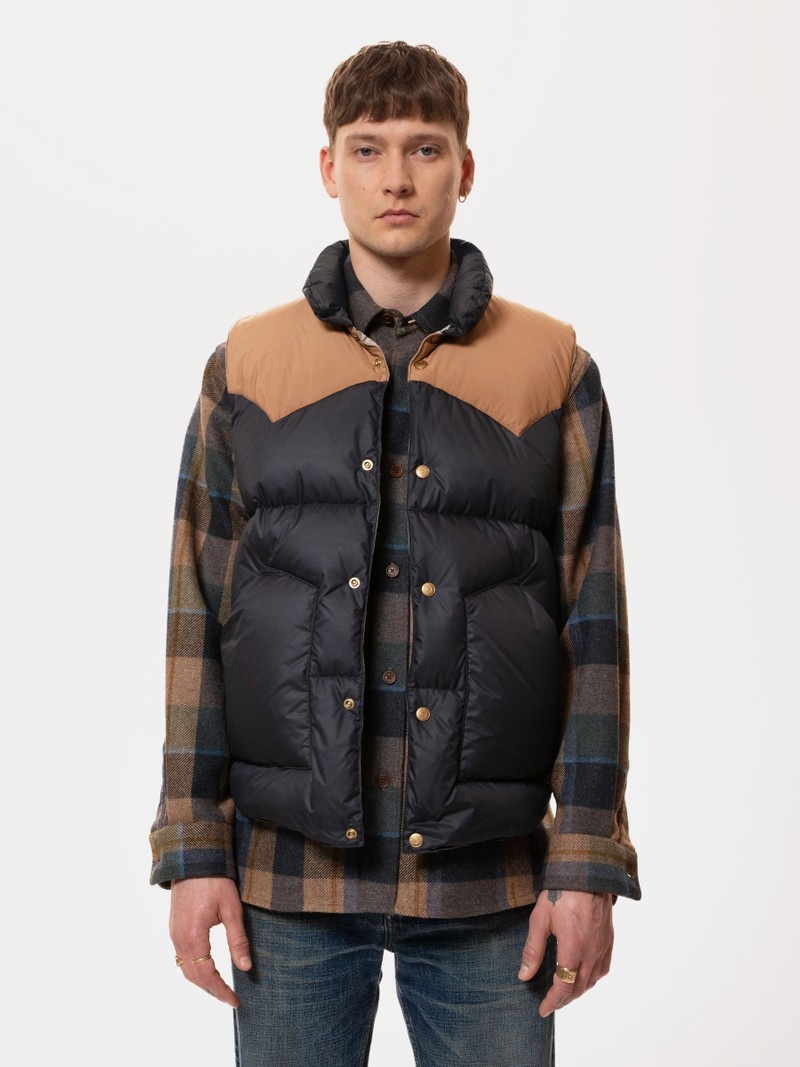 Navy Nudie Jeans Kirk Puffer Vest Men's Jackets | 37964ADGM