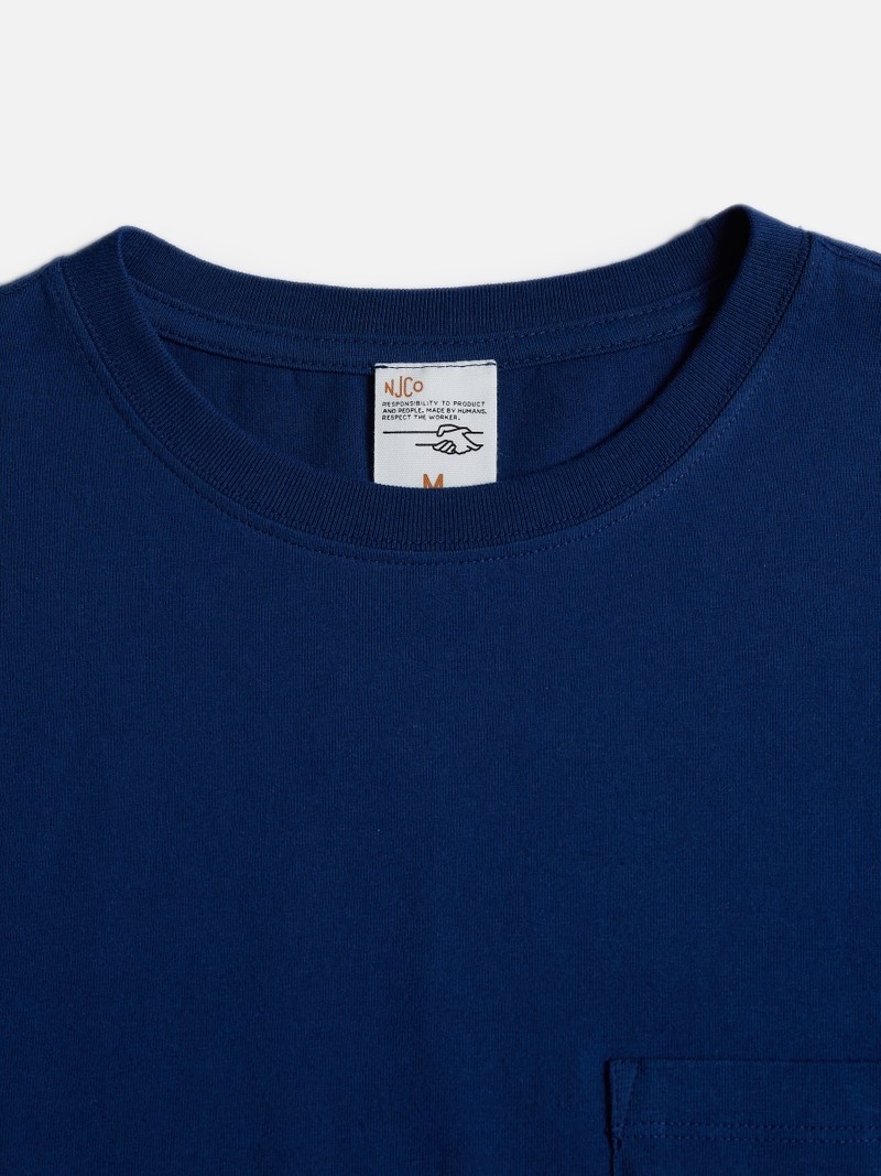 Navy Nudie Jeans Leffe Pocket French Men's T-Shirt | 73805FANS