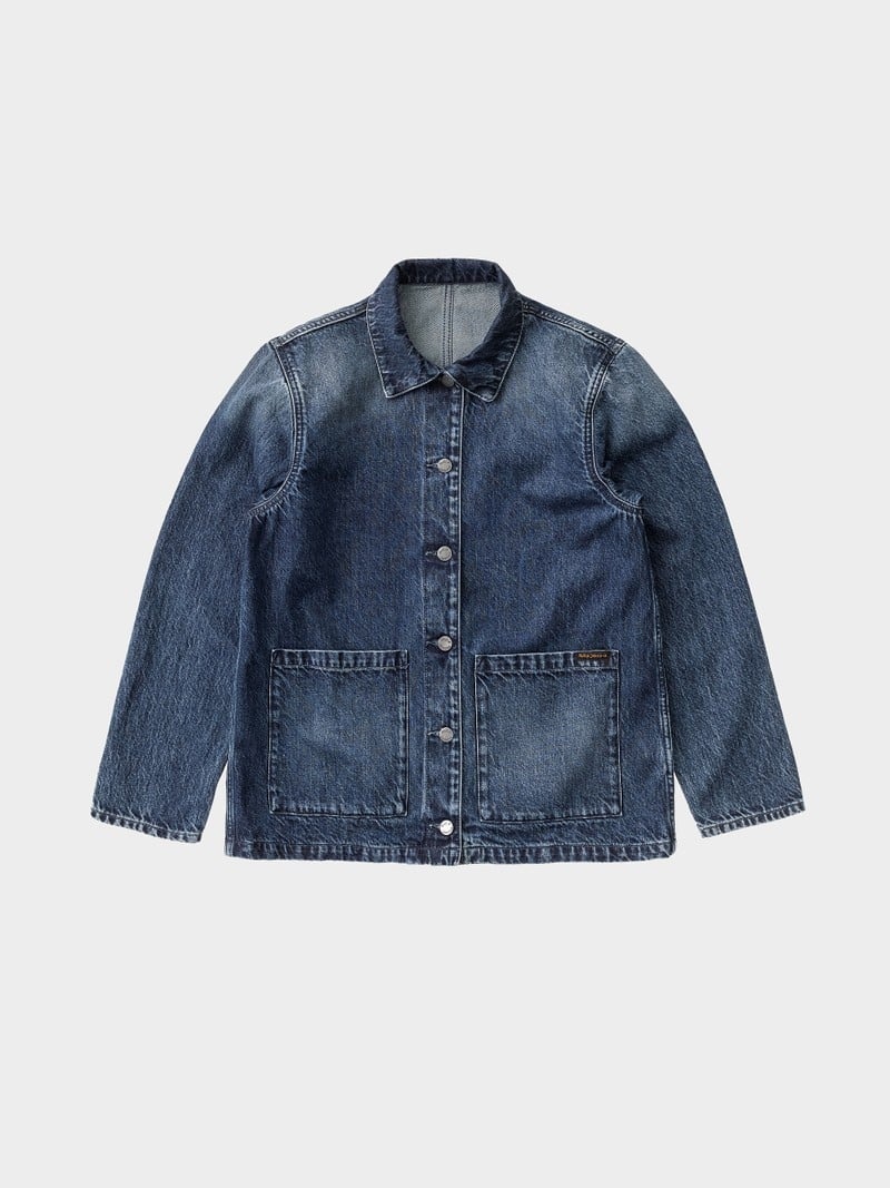 Navy Nudie Jeans Nina Worker Women's Denim Jackets | 15206QDSF