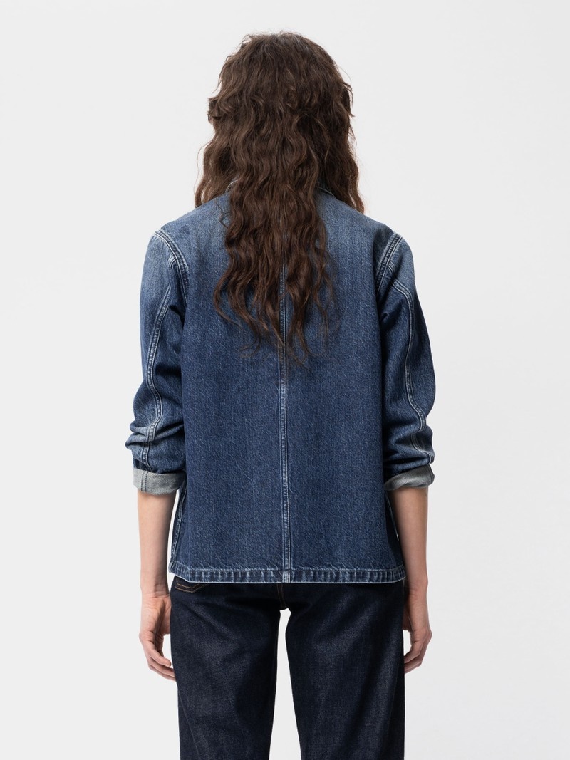 Navy Nudie Jeans Nina Worker Women's Denim Jackets | 15206QDSF