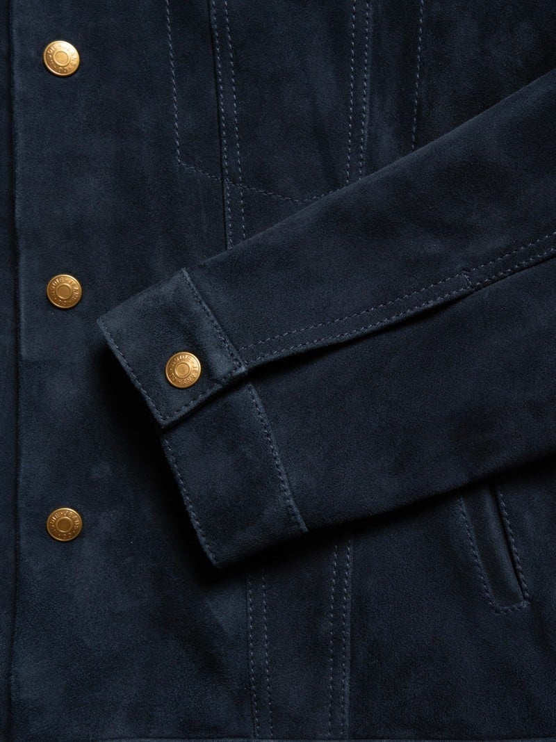 Navy Nudie Jeans Robby Nubuck Men's Jackets | 35069UYTD