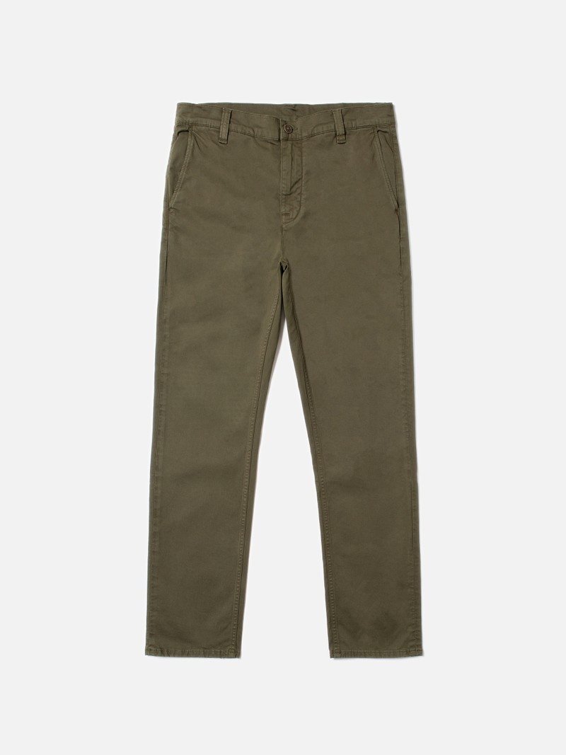 Olive Nudie Jeans Easy Alvin Men's Pants | 14537TLGM