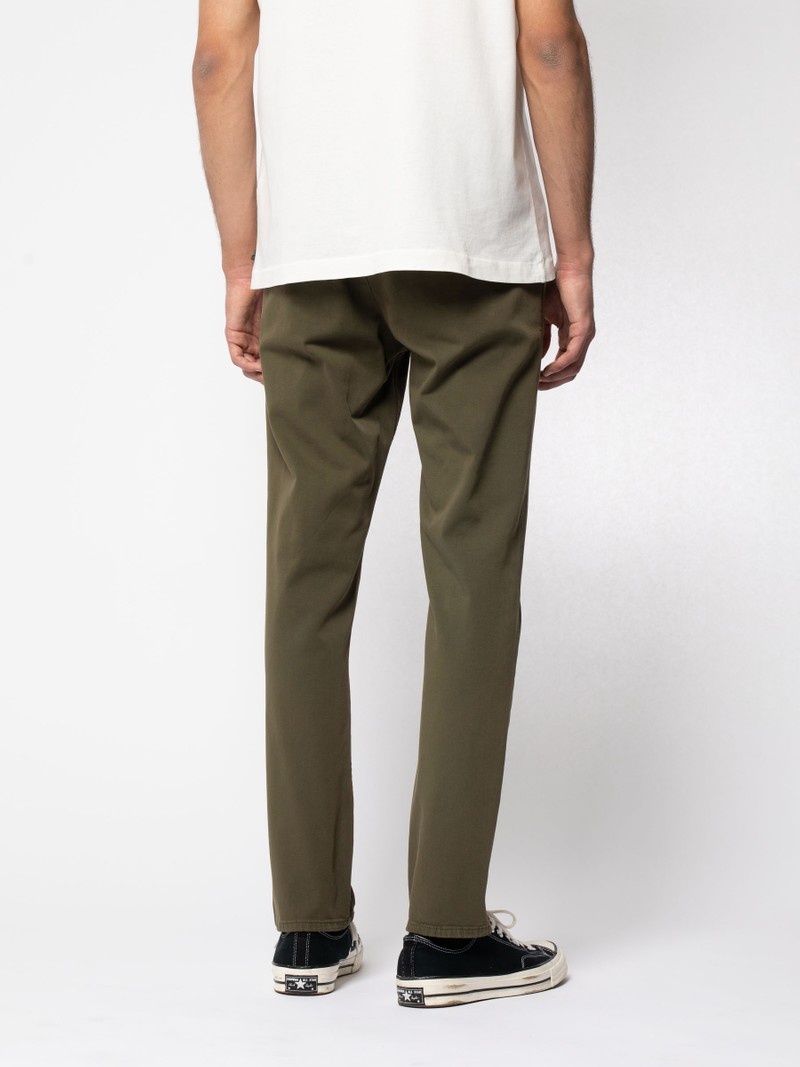 Olive Nudie Jeans Easy Alvin Men's Pants | 14537TLGM