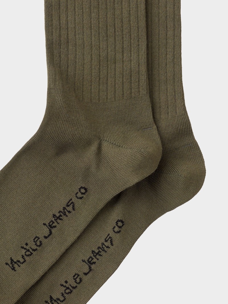 Olive Nudie Jeans Gunnarsson Men's Socks | 24051SOAB