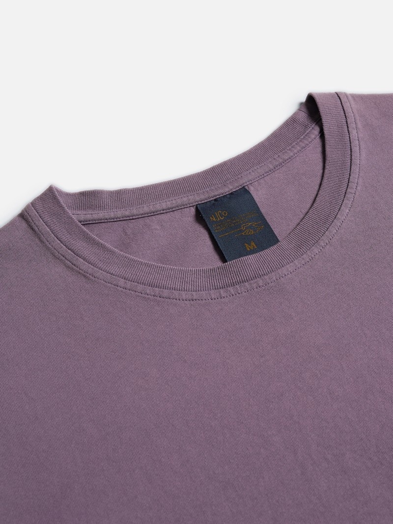 Purple Nudie Jeans Uno Everyday Lilac Men's T-Shirt | 36182YMJN