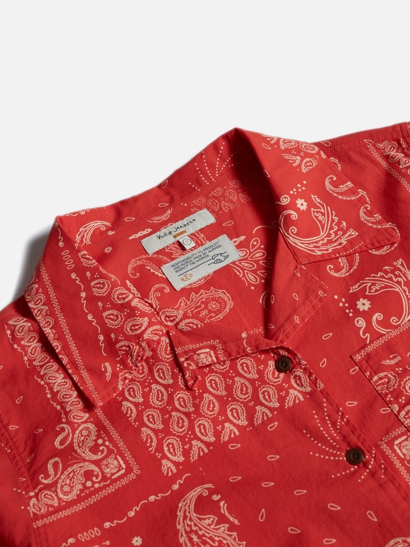 Red Nudie Jeans Moa Bandana Women's Shirts | 04365CLOU