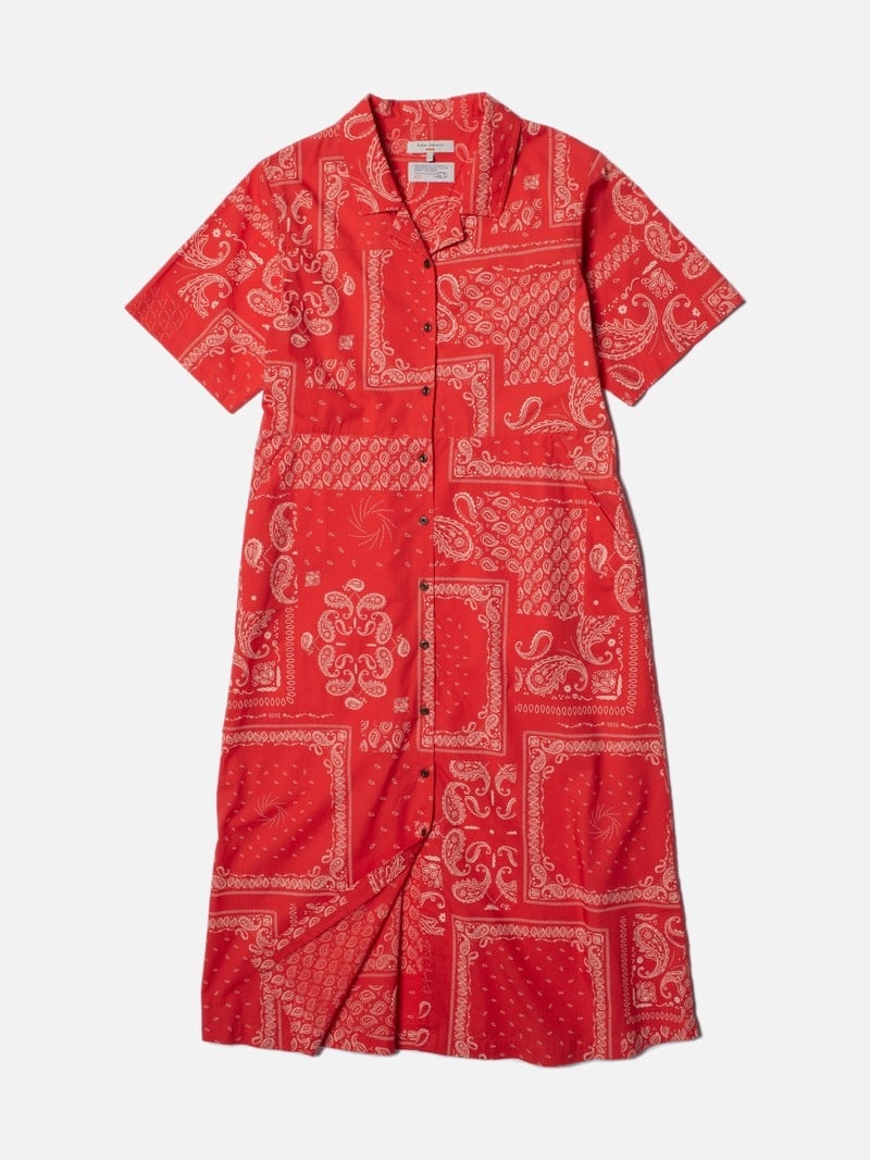 Red Nudie Jeans Ronja Bandana Women's Dress | 68120MFTI